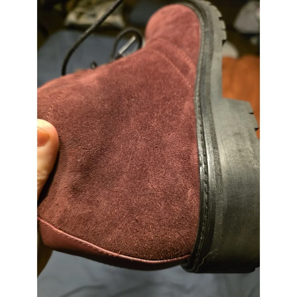 Calvin Klein Utan Burgundy Suede Chukka Boots Men's Size 10.5 Lug Sole